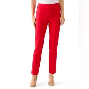 Women's Red Slim Fit Ankle Pants, Accented with Bows, Crown & Ivy, size 6.